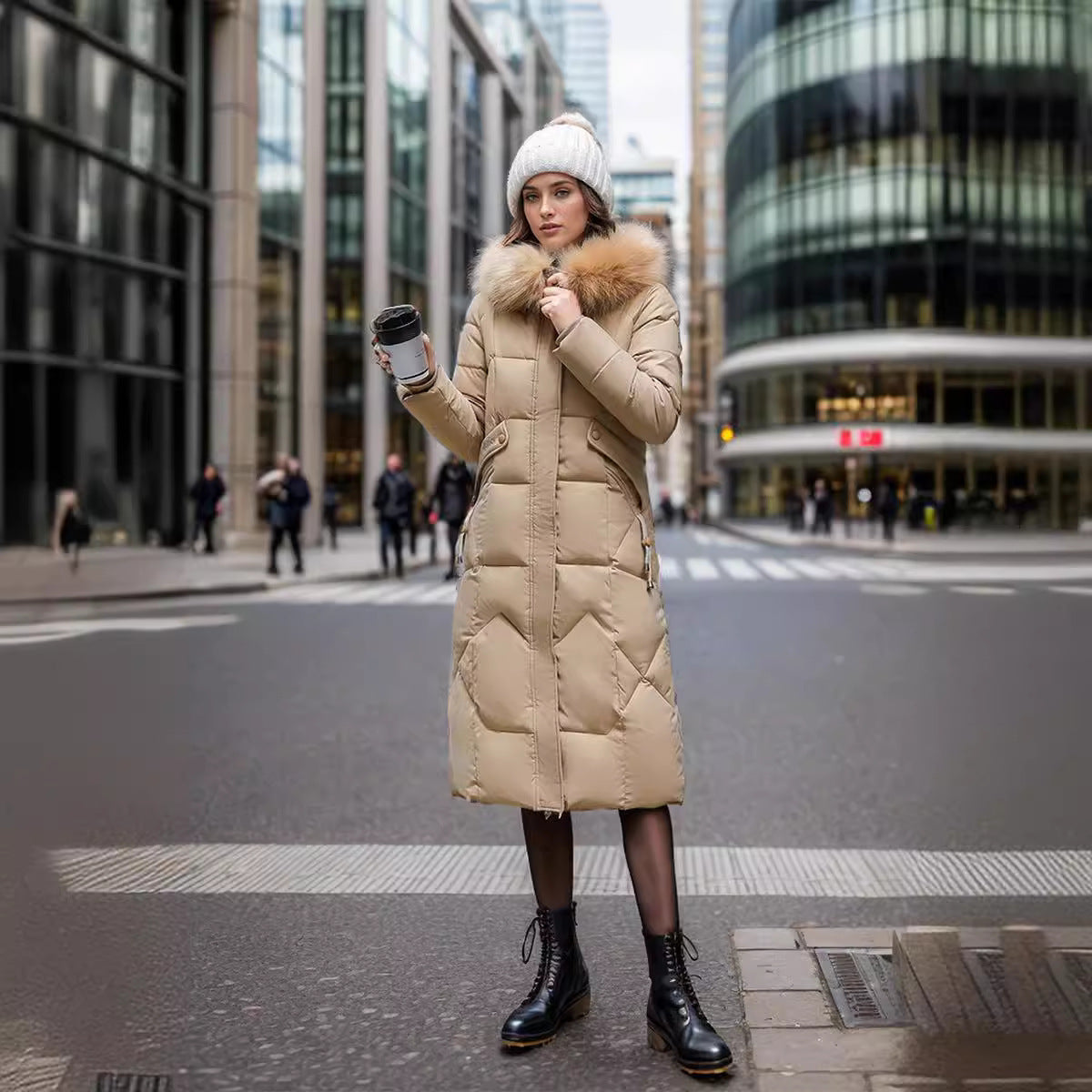 Berta – Damen Steppmantel Mit Großem Kragen
