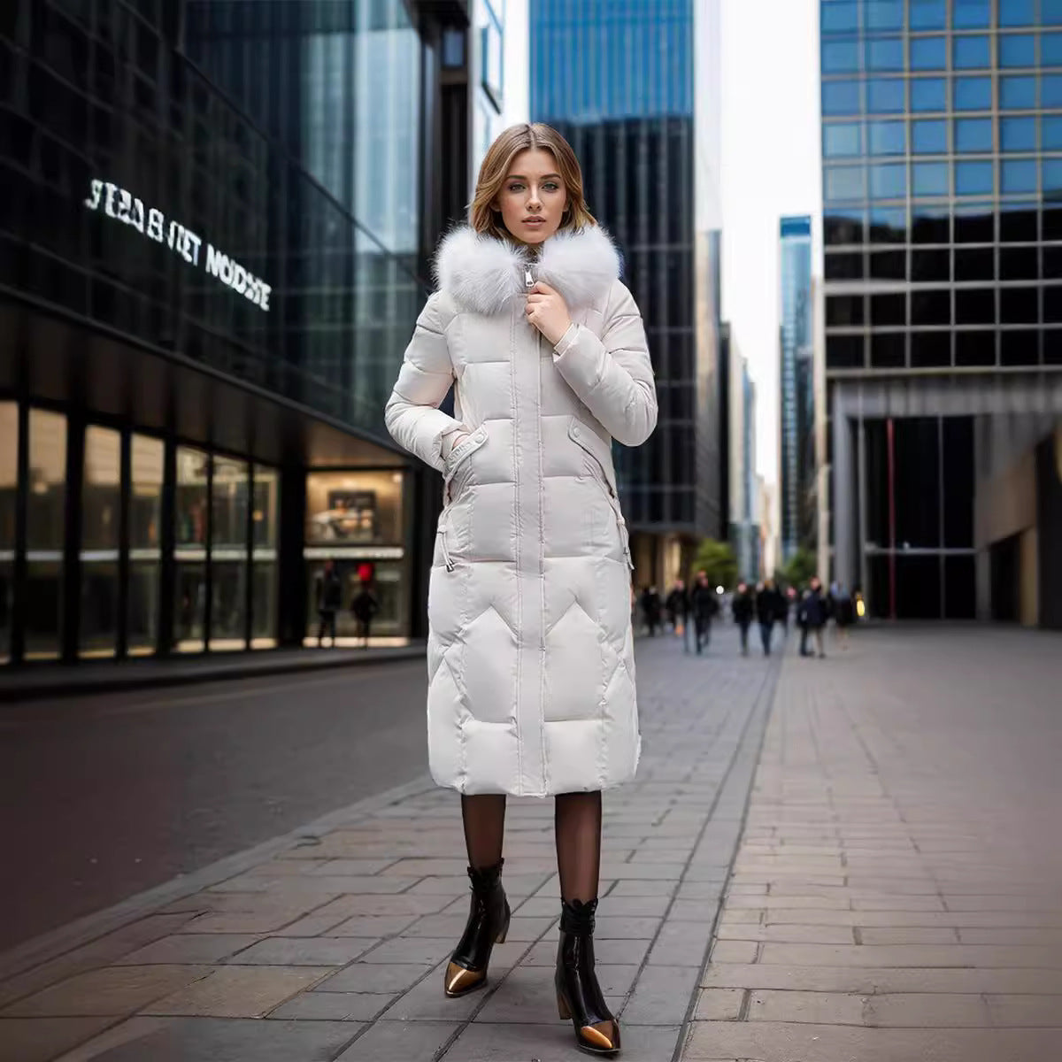 Berta – Damen Steppmantel Mit Großem Kragen